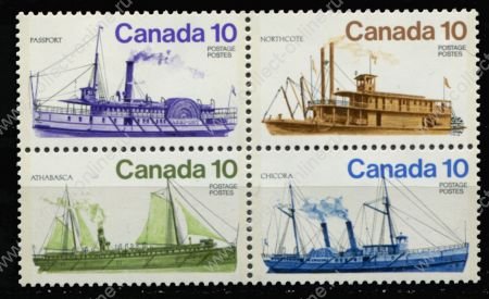Канада 1976 г. • SC# 700-3 • 10 c.(4) • Речные пароходы • полн. серия • MNH OG VF