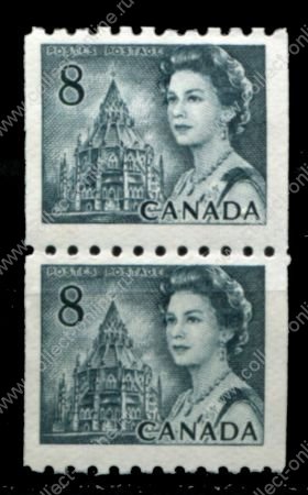 Канада 1971-1972 гг. • Sc# 550 • 8 c. • Елизавета II • Парламентская библиотека • стандарт(рулонная) • пара • MNH OG VF