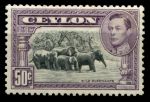 Цейлон 1938-1949 гг. • Gb# 394e • 50 c. • Георг VI • осн. выпуск. • дикие слоны • MNH OG VF ( кат.- £10 )