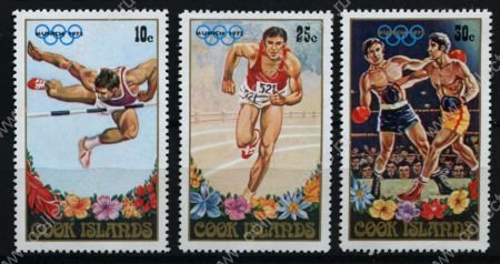 Кука о-ва 1972 г. • SC# 327-9 • 10 - 30 c. • Олимпийские игры (Мюнхен) • MNH OG XF • полн. серия