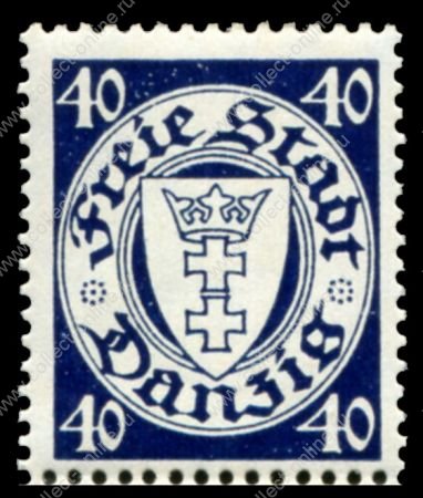 Данциг 1938-1939 гг. • Mi# 295 • 40 pf. • в.з. - 5 (свастика) • герб города • стандарт • MNH OG XF ( кат.- € 13 )
