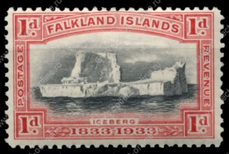 Фолклендские о-ва 1933 г. • Gb# 128 • 1 d. • 100-летие Британского управления островами • айсберг • MH OG XF ( кат.- £4.00 )
