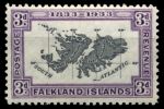 Фолклендские о-ва 1933 г. • Gb# 131 • 3 d. • 100-летие Британской администрации • карта островов • MH OG VF ( кат.- £28 )
