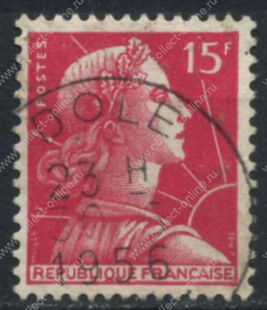 Франция 1955-1959 гг. • Sc# 753 • 15 fr. • Марианна • стандарт • Used F-VF