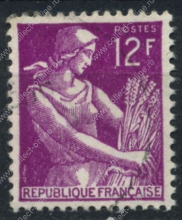Франция 1957-1959 гг. • Sc# 834 • 12 fr. • крестьянка • стандарт • Used F-VF