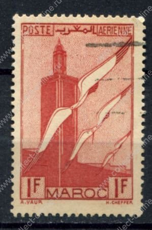 Французское Марокко 1939-1940 гг. • Iv# A44 • 1 fr. • авиапочта • Used F-VF