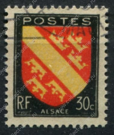 Франция 1946 г. • Mi# 753 • 30 c. • Гербы городов и регионов • Эльзас • стандарт • Used VF