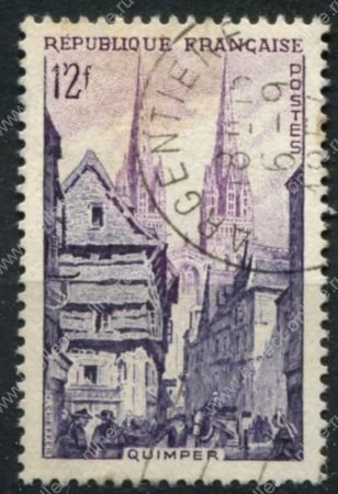 Франция 1954 г. • Mi# 1007 • 12 fr. • Виды и достопримечательности Франции • Кемперский собор • Used VF