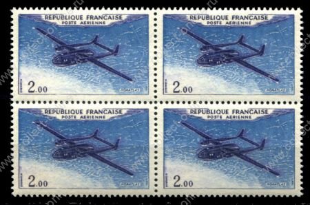 Франция 1960 г. • Mi# 1279 • 2 fr. • Французские самолёты • Норд Норатлас • авиапочта • кв. блок • MNH OG VF