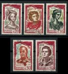 Франция 1961 г. • Mi# 1355-1359 • 20 - 50 c. • Знаменитые актеры и актрисы • полн. серия • Used F-VF