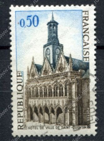 Франция 1967 г. • Mi# 1591 • 0.50 fr. • Виды и достопримечательности Франции • Мэрия Сен-Кантен • Used VF
