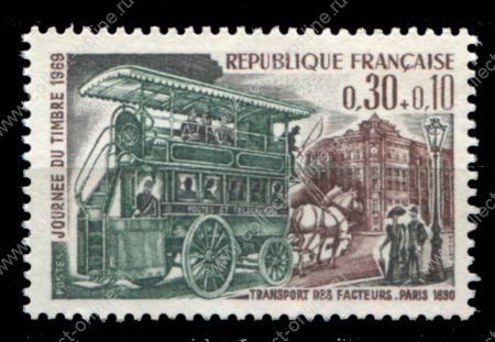Франция 1969 г. • Mi# 1659 • 0.30+0.10 fr. • День почтовой марки • почтовый омнибус • MNH OG VF
