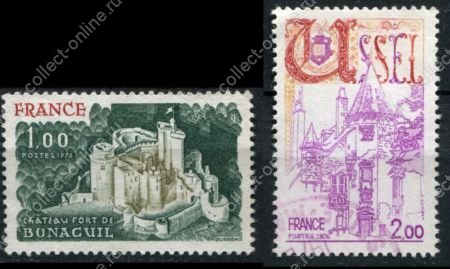 Франция 1976 г. • Mi# 1976-7 • 1 и 2 fr. • Виды и достопримечательности Франции • полн. серия • Used VF