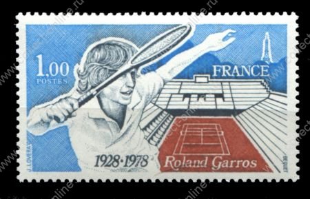 Франция 1978 г. • Mi# 2102 • 1.00 fr. • 50-летие турнира Ролан Гаррос • MNH OG VF