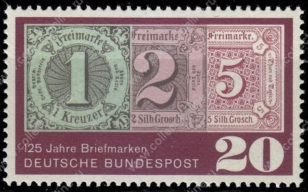 Германия ФРГ 1965 г. • Mi# 482 • 20 pf. • 125-летие выпуска 1-й немецкой почтовой марки • первые марки Турн-и-Таксис • MLH OG XF