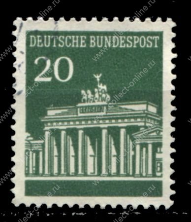 Германия • ФРГ 1966-1967 гг. • Mi# 507 • 20 pf. • Бранденбургские ворота • стандарт • Used F-VF