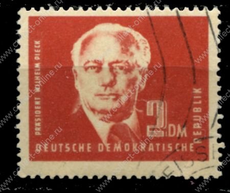 ГДР 1950 г. • Mi# 254 • 2 DM • Президент Вильгельм Пик • стандарт • Used VF ( кат.- €8 )