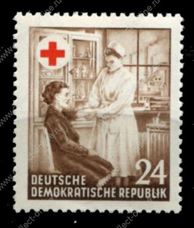 ГДР 1953 г. • Mi# 385 • 24 pf. • Красный Крест ГДР (1-я годовщина деятельности) • MNH OG VF (1)
