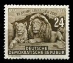 ГДР 1953 г. • Mi# 397 • 24 pf. • 75-летие зоопарка Лейпцига • львы • MH OG VF