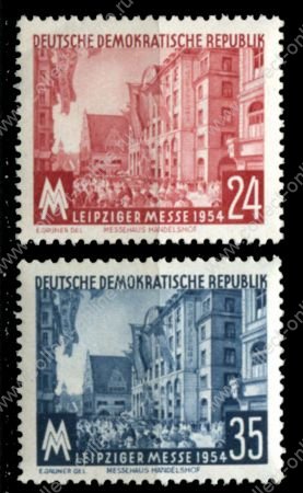 ГДР 1954 г. • Mi# 433-4 • 24 и 35 pf. • Выставка - ярмарка в Лейпциге • полн. серия • MNH OG VF