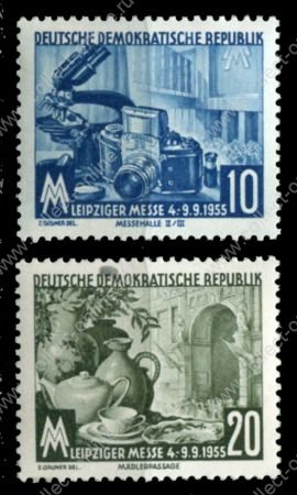 ГДР 1955 г. • Mi# 479-80 • 10 и 20 pf. • Весенняя выставка в Лейпциге • полн. серия • MNH OG VF