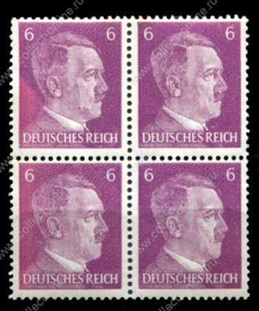 Германия 3-й рейх 1942-1944 гг. • Mi# 785 • 6 pf. • фюрер • стандарт • кв. блок • MNH OG VF