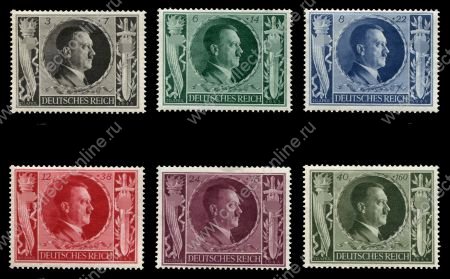 Германия 3-й рейх 1943 г. Mi# 844-849 • Адольф Гитлер (54 года со дня рождения) • MNH OG XF ( кат.- €14 )
