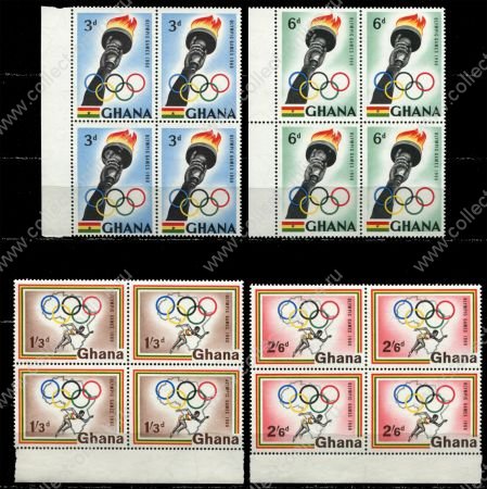 Гана 1960 г. • Gb# 249-52 • 3 d. - 2s.6d. • Летние Олимпийские игры, Рим • полн. серия • кв. блоки • MNH OG XF+
