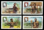 Гана 1980 г. • SC# 718a-d • 25 p. - 5 c. • Филателистическая выставка Лондон-80 (надпечатки) • полн. серия • MNH OG VF