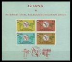 Гана 1965 г. • Gb# MS372 • 1 d. - 5 sh. • 100-летие Всемирного Телекоммуникационного Союза • блок • MNH OG XF