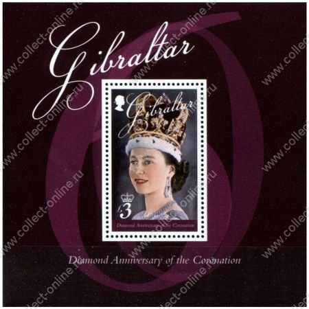 Гибралтар 2013 г. • SC# 1369 • £3 • 60-летие коронации Елизаветы II • блок • MNH OG XF ( кат.- $ 10 )