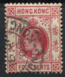 Гонконг 1907-1911 гг. • Gb# 93 • 4 c. • Эдуард VII • стандарт • Used VF
