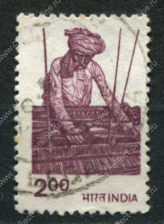 Индия 1979-1985 гг. • Sc# 848 • 2 R. • плетение ковра • стандарт • Used F-VF