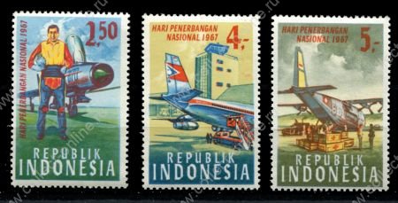 Индонезия 1967 г. • Mi# 578-580 • День авиации • полн. серия • MNH OG VF