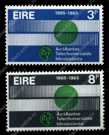 Ирландия 1965 г. • SC# 198-9 • 3 и 8 p. • 100-летие ВТС(ITU) • полн. серия • MNH OG XF ( кат.- $4,5 )