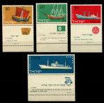 Израиль 1958 г. • Sc# 138-141 • 10 - 1000 m. • корабли разных эпох • полн. серия с купонами • MNH OG XF+