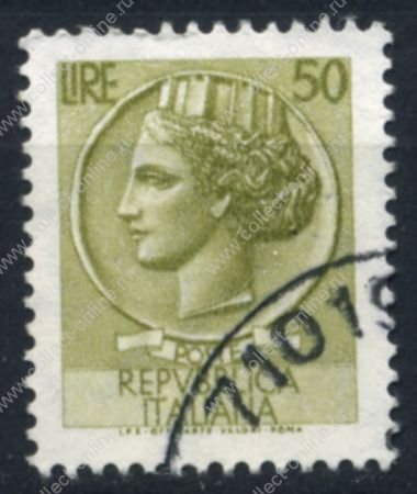 Италия 1955-58 гг. SC# 683 • 50 L. • "Италия", аверс древней монеты Сиракуз • стандарт • Used F - VF