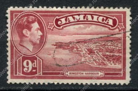 Ямайка 1938-1952 гг. • Gb# 129 • 9 d. • Георг VI • основной выпуск • порт Кингстон • Used F-VF
