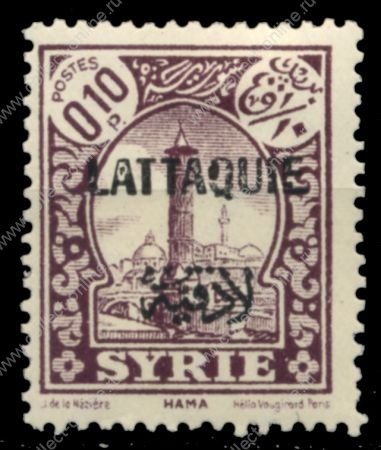 Латакия 1931-1933 гг. • SC# 2 • 10 с. • надпечатка на осн. выпуске марок Сирии • коричн. • MNH OG VF