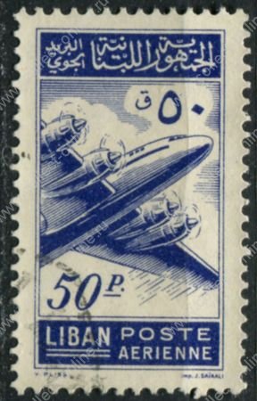 Ливан 1953 г. • SC# C181 • 50 p. • четырёхмоторный самолет Lockheed • авиапочта • Used VF