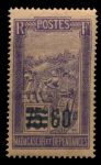 Мадагаскар 1922 - 1927 гг. • Iv# 147 • 60 на 75 c. • осн. выпуск • путешественник в кресле-носилках • надпечатка нов. номинала • MNH OG F-VF