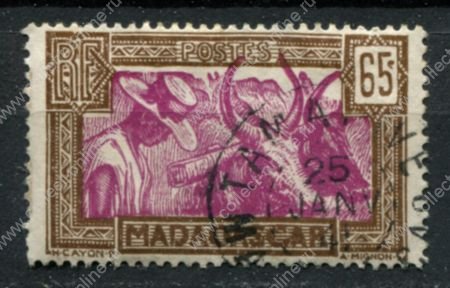 Мадагаскар 1930 - 1938 гг. • Iv# 172 • 65 c. • осн. выпуск • пастух и зебу • Used F-VF ( кат. - €1.5 )