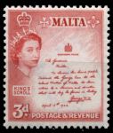 Мальта 1956-1958 гг. • Gb# 272 • 3 d. • Елизавета II • основной выпуск • Королевский указ • MNH OG VF