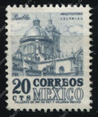 Мексика 1950-1952 гг. • SC# 860 • 20 c. • Кафедральный собор в Пуэбло • стандарт • Used F-VF