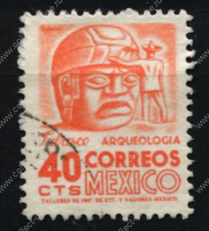 Мексика 1950-1952 гг. • SC# 862 • 40 c. • Каменная голова в Тобаско • стандарт • Used F-VF