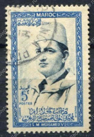 Марокко 1956-1957 гг. • Mi# 408 • 5 fr. • Король Мохаммед V • стандарт • Used F-VF