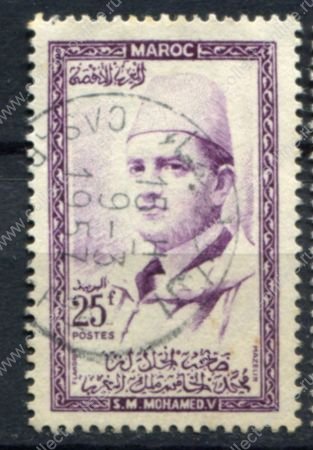 Марокко 1956-1957 гг. • Mi# 411 • 25 fr. • Король Мохаммед V • стандарт • Used F-VF
