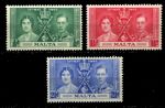 Мальта 1937 г. • Gb# 214-216 • Коронация Георга VI • полн. серия • MNH OG VF