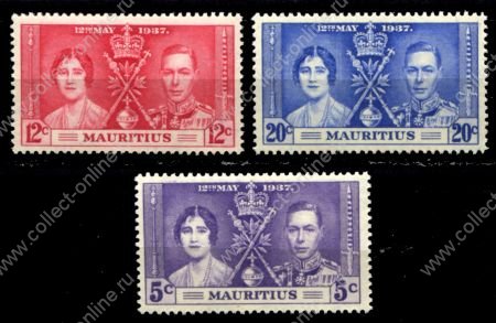 Маврикий 1937 г. • Gb# 249-251 • Коронация Георга VI • полн. серия • MNH OG VF