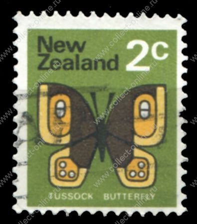 Новая Зеландия 1970-1971 гг. • SC# 440 • 2 c. • Основной выпуск • бабочка(туссок) • Used F-VF